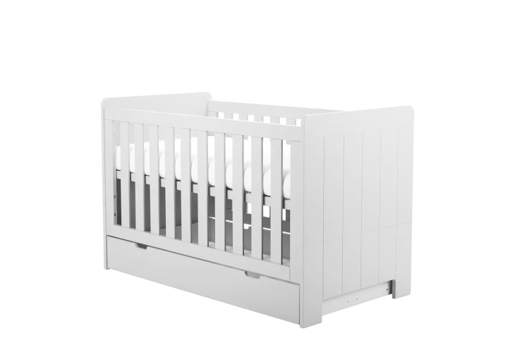 Łóżeczko-tapczanik 140x70 Calmo białe z szufladą na pościel