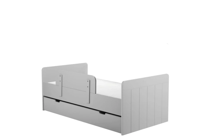 Tapczanik dziecięcy 140x70 Calmo szary z szufladą i barierką