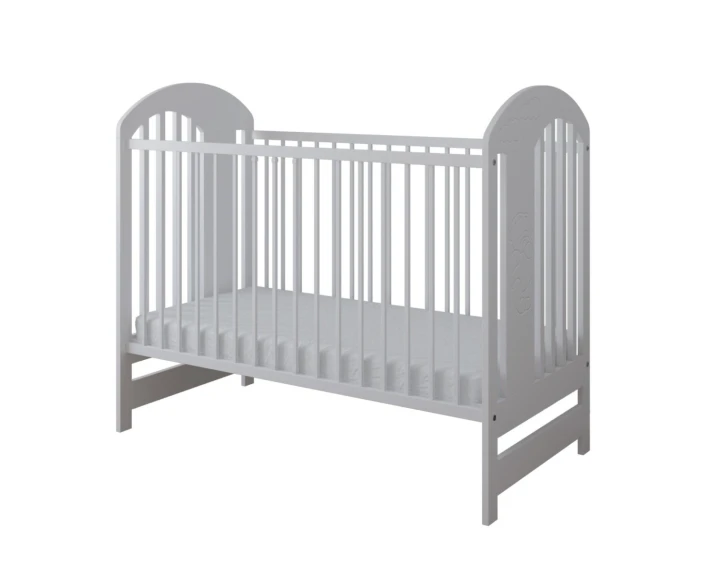 Białe łóżeczko dziecięce 120x60 Bear z motywem misia