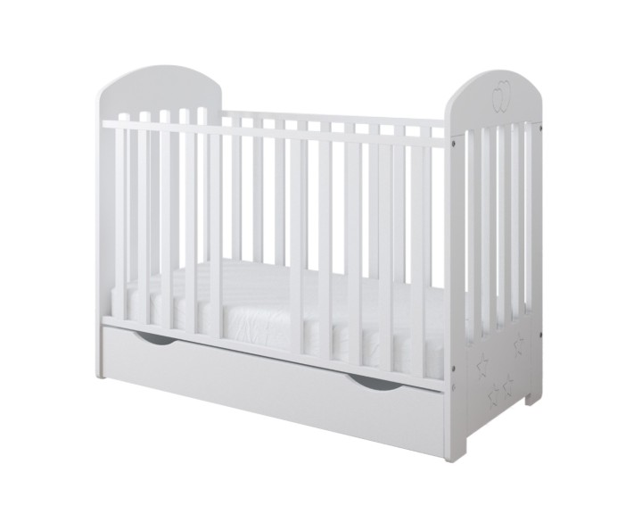 Łóżeczko niemowlęce Sweet Dreams 120x60 z białą szufladą pod spodem