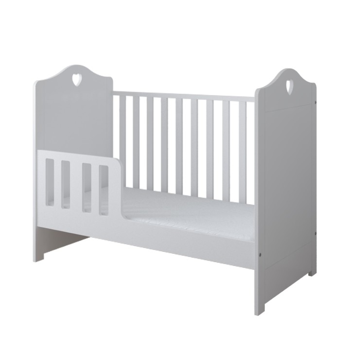 Łóżeczko Bella 120x60 przekształcone w tapczanik dla dziecka z barierką