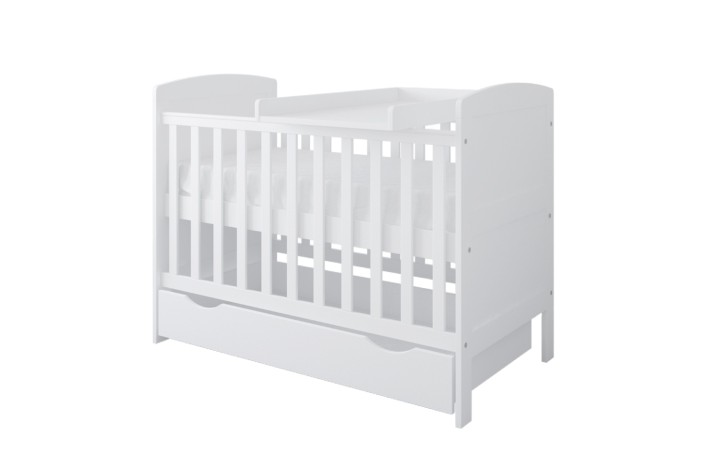 Łóżeczko 3w1 120x60 z przewijakiem i szufladą na pościel