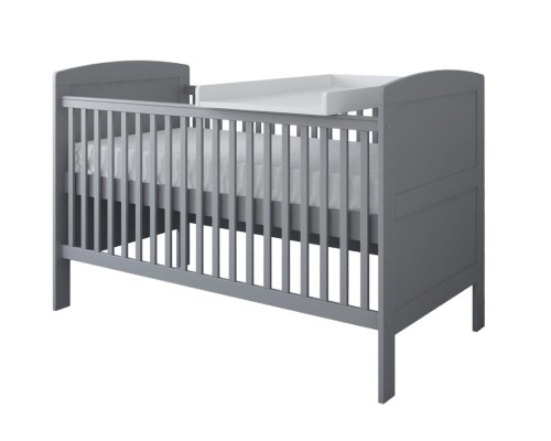 Szare łóżeczko 3w1 z przewijakiem 140x70
