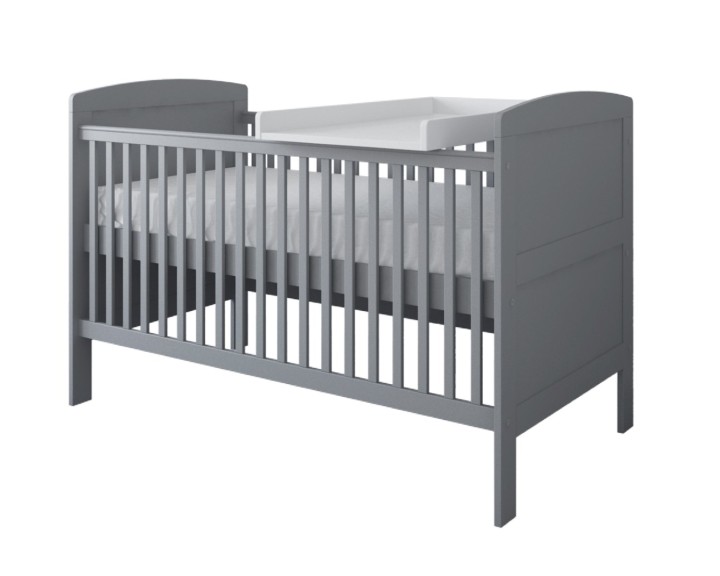 Szare łóżeczko 3w1 z przewijakiem 140x70