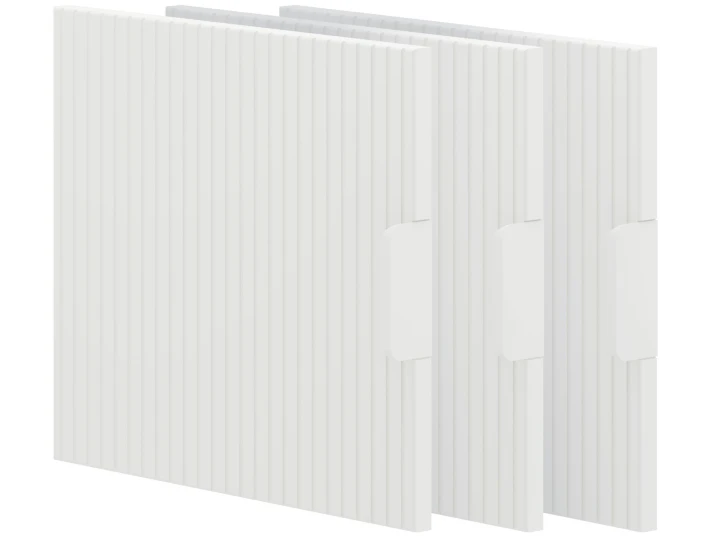 Zestaw trzech białych drzwiczek ryflowanych do regału szerokiego Miloo