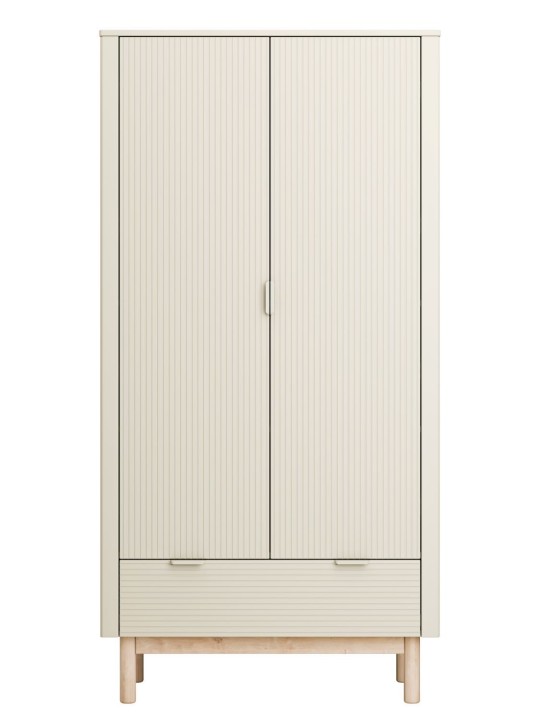 Front szafy 2-drzwiowej Miloo szampańskiej z ryflowanymi drzwiami