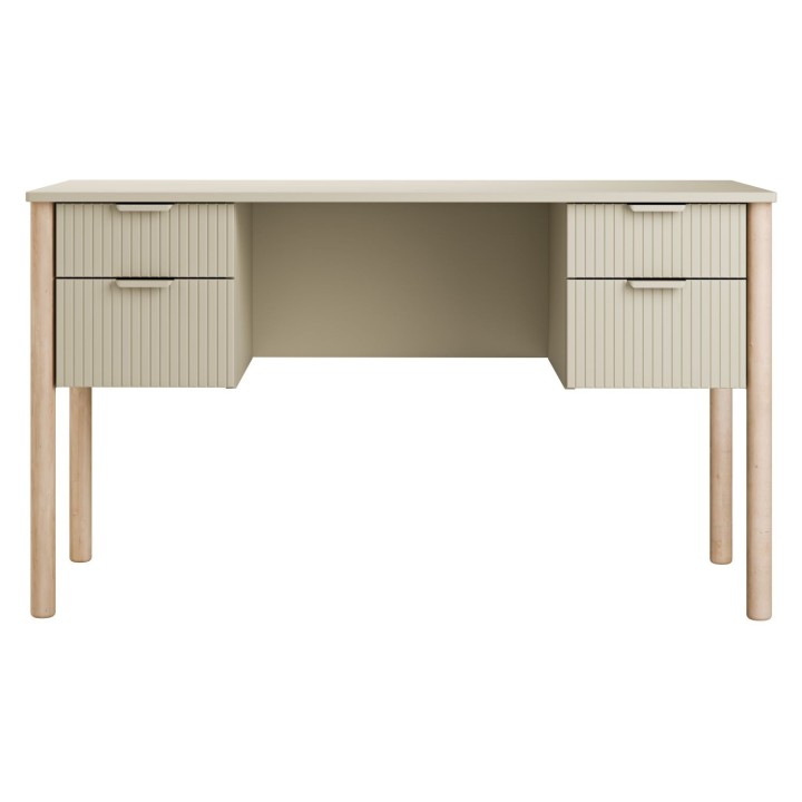 Biurko Miloo szampańskie z ryflowanymi frontami szuflad