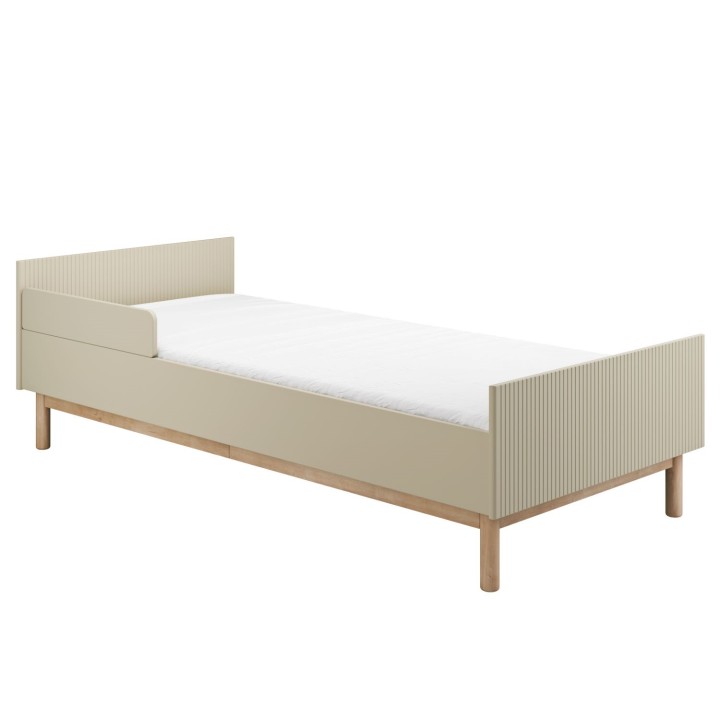 Łóżko 90x200 Miloo szampańskie z barierką zabezpieczającą