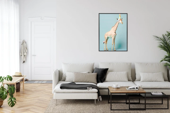 Plakat Żyrafa W Czapce Urodzinowej