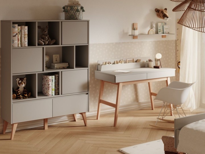 regał szeroki Swing szary w aranżacji pokoju dziecka