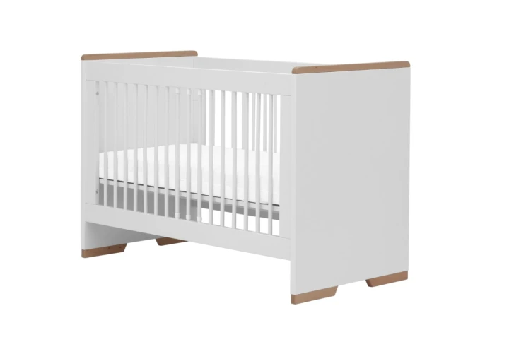 Łóżeczko dziecięce 120x60 Snap białe z bukowymi detalami