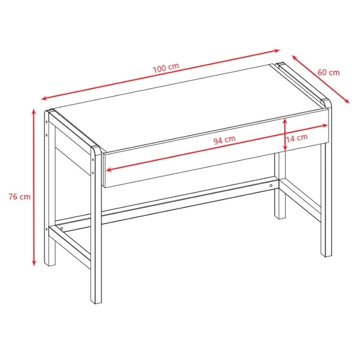 Wymiary biurka Victor białego do pokoju chłopca – rysunek