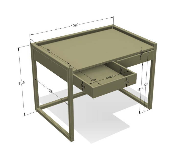 Wymiary biurka dziecięcego Tweens róż 79×107×74 cm