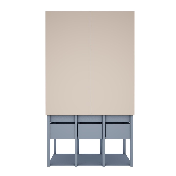 Front szafy dziecięcej Tweens niebieskiej z piaskowymi drzwiami