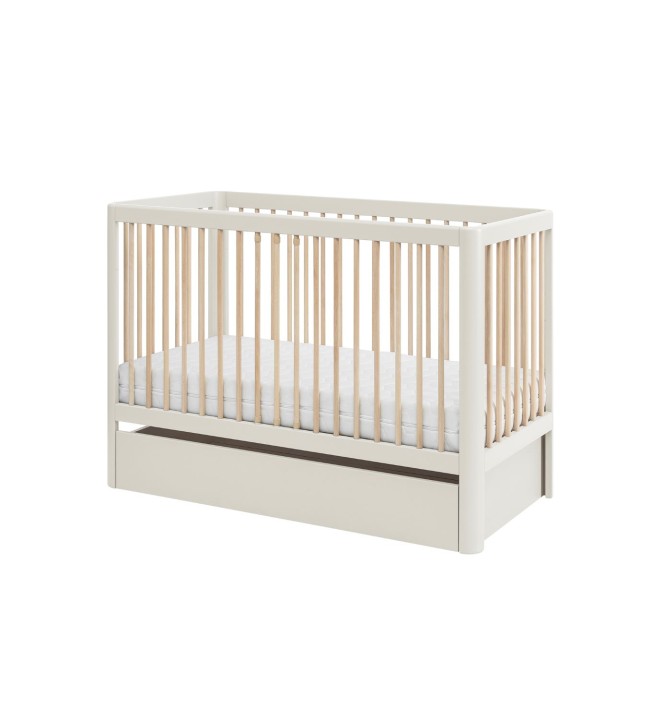 łóżeczko dziecięce 120x60 szampańskie z szufladą na prowadnicach z cichym domykiem