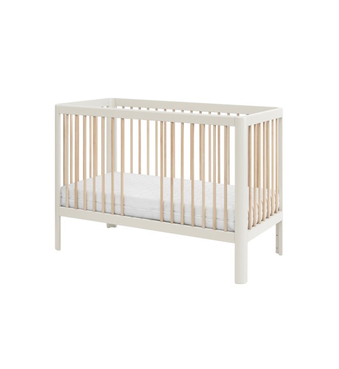 łóżeczko dziecięce 120x60 szampańskie z wyjętymi szczebelkami dla samodzielnego wyjścia dziecka