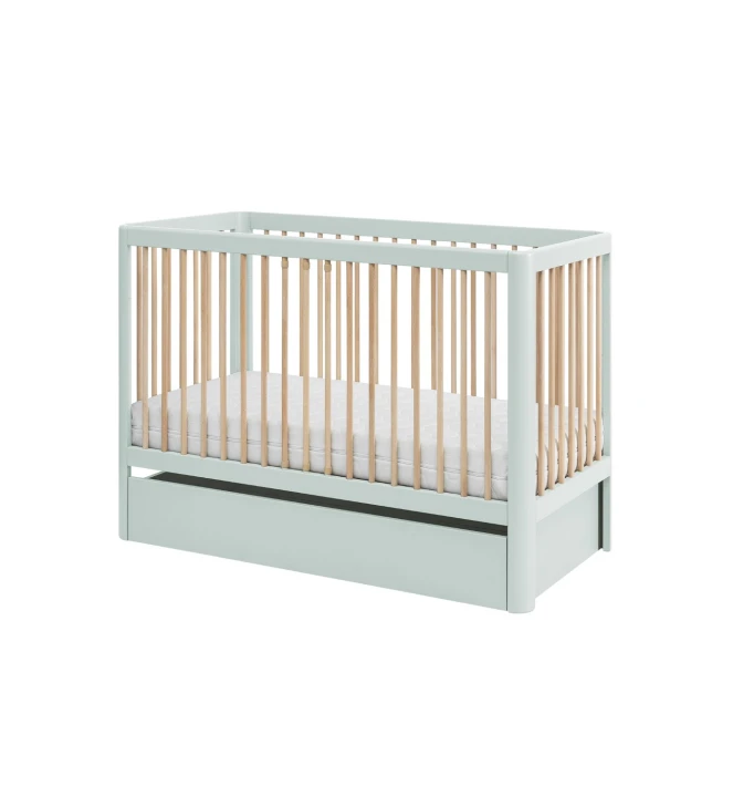 miętowe łóżeczko z szufladą