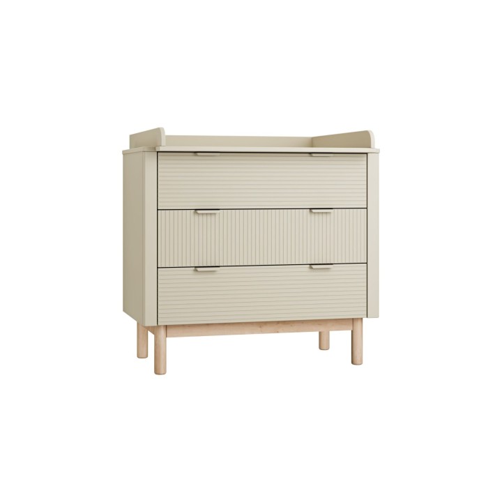 Komoda z przewijakiem Miloo szampańska z bukowymi nogami
