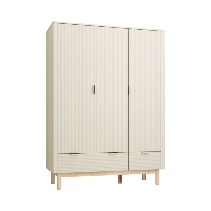 Szafa 3-drzwiowa Miloo szampańska z dwiema szufladami, samodomyk