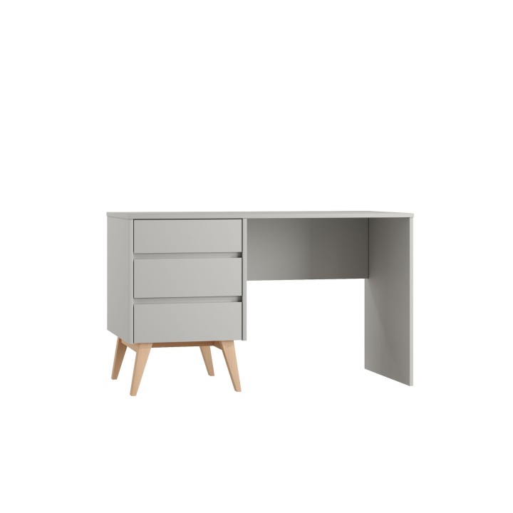 Biurko Swing szare z trzema szufladami do pokoju młodzieżowego