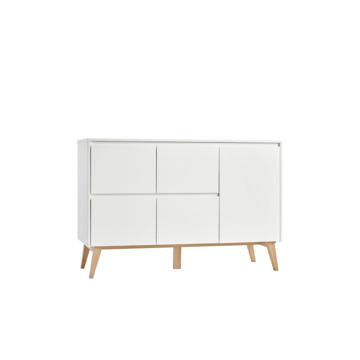 Komoda Swing biała z czterema szufladami i szafką do pokoju dziecięcego