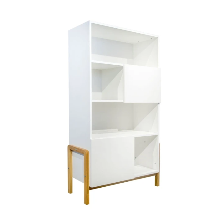 Regał Victor biały z dębowymi nogami do pokoju chłopca