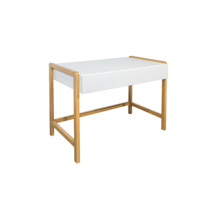 Biurko Victor białe z dębowymi nogami do pokoju chłopca