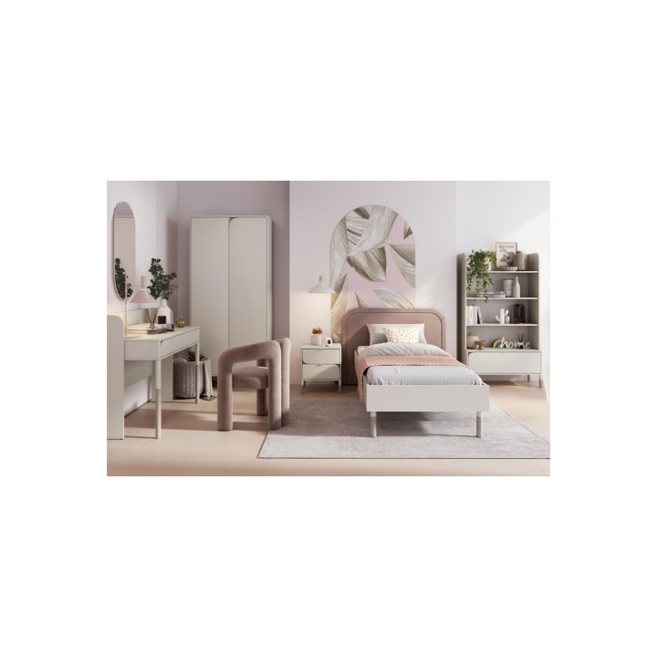 Pokój młodzieżowy dla dziewczyny Harmony z łóżkiem biurkiem i szafą, kaszmir/trufla