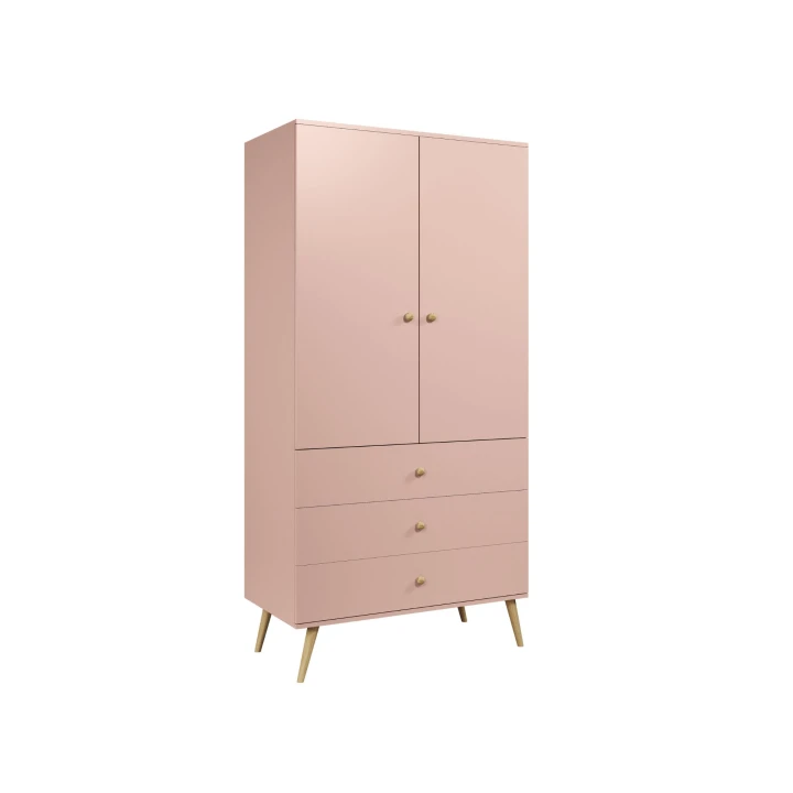 Szafa z drążkiem i szufladami Millea róż naturalny