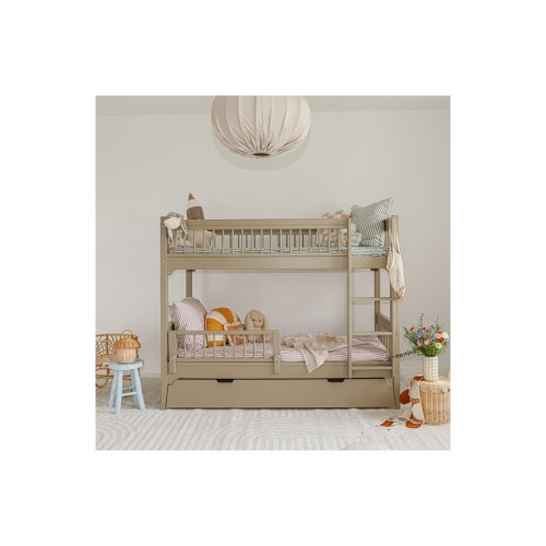 łóżko piętrowe Carmela z szufladą i barierką ochronną