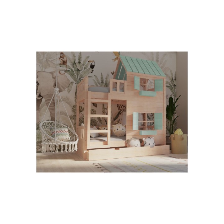 łóżko piętrowe domek z drabinką