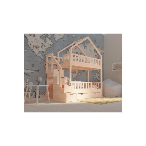 Łóżko piętrowe dla dzieci w kształcie domku