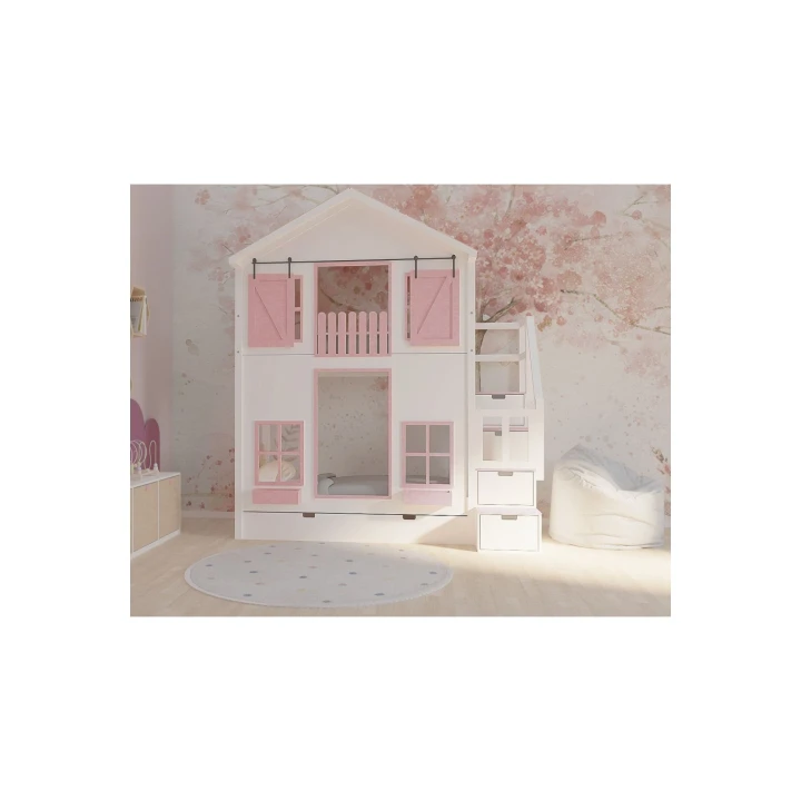 Łóżko piętrowe domek dla dziewczynki