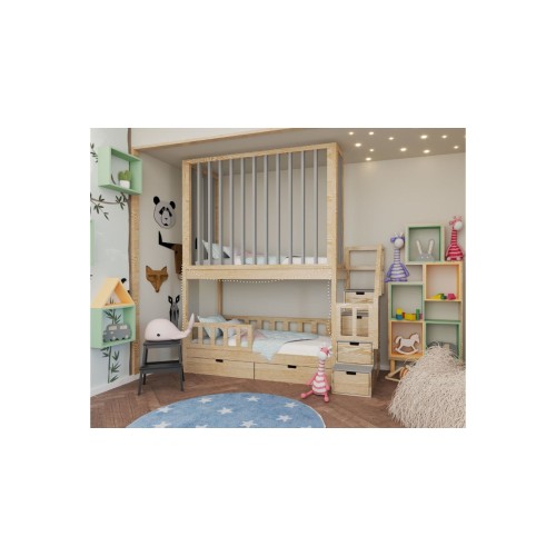 Łóżko piętrowe z lamelami