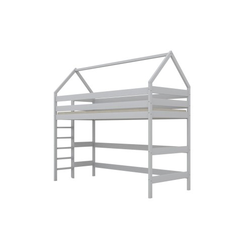 Łóżko domek na antresoli w kolorze białym
