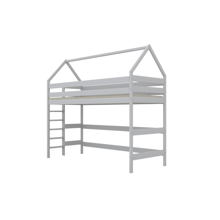 Łóżko domek na antresoli w kolorze białym