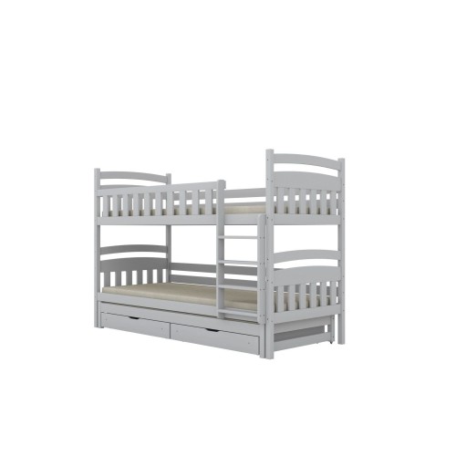 łóżko piętrowe z dodatkowym spaniem i szufladami