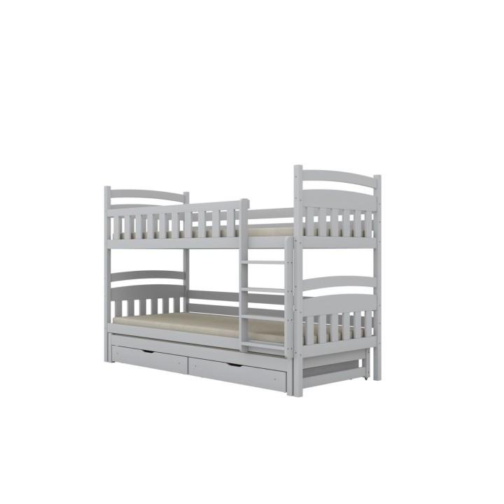 łóżko piętrowe z dodatkowym spaniem i szufladami