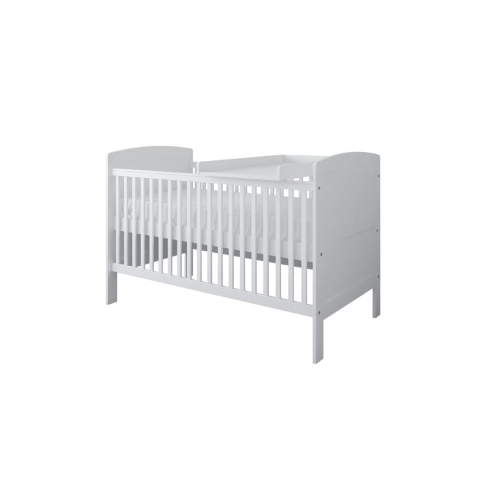 Białe łóżeczko 3w1 z przewijakiem 140x70 w wersji niemowlęcej