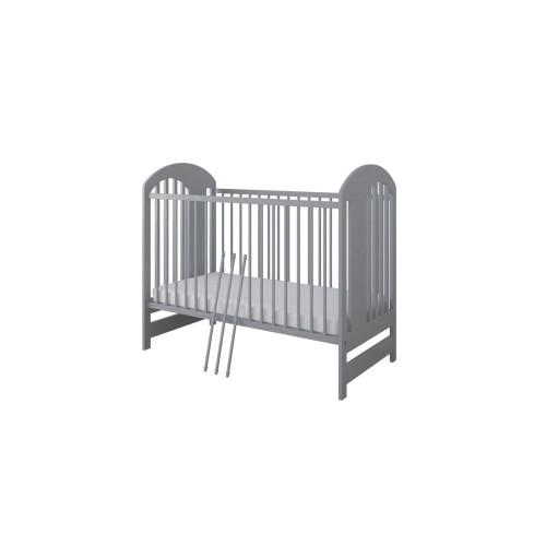 Szare łóżeczko niemowlęce Bear 120x60 z wyjmowanymi szczebelkami