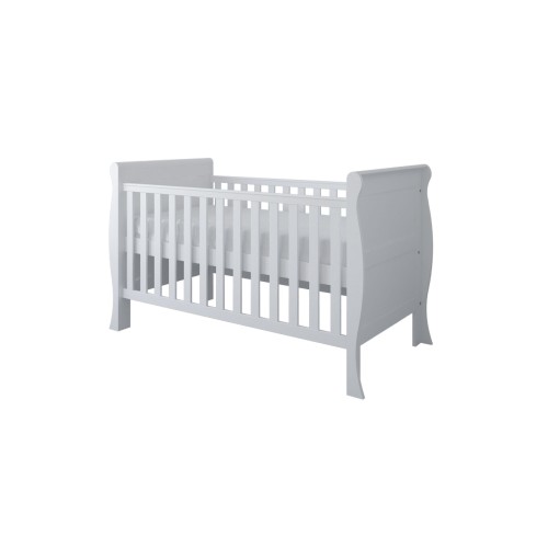 białe łóżeczko niemowlęce z opcją sofy i tapczanika dla starszego dziecka