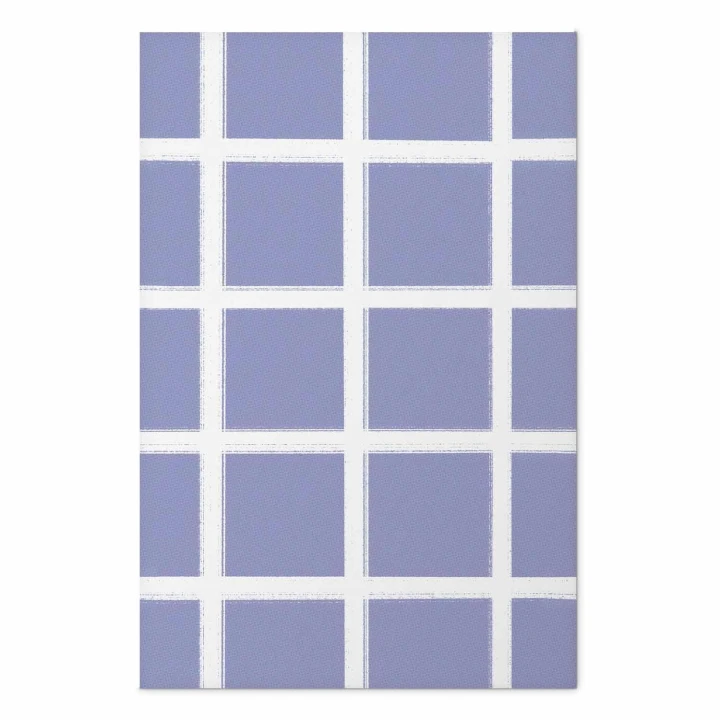 Plakat - Białe linie - kratka z dużym oczkiem na niebieskim tle