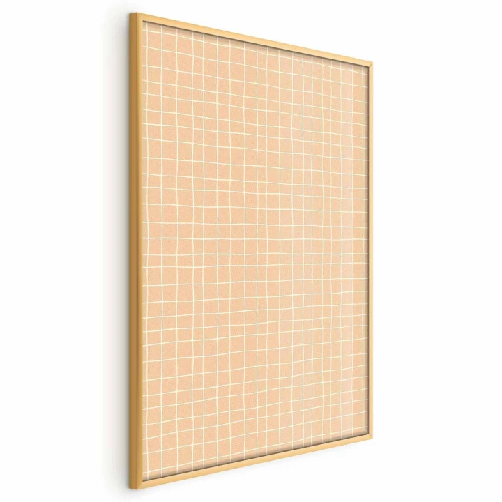 Plakat - Linie i szum - falująca kratka w odcieniach pomarańczu