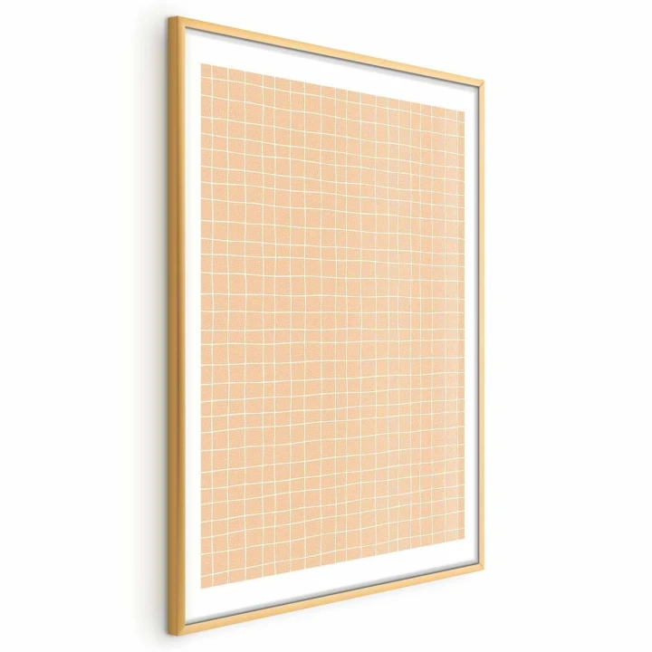Plakat - Linie i szum - falująca kratka w odcieniach pomarańczu