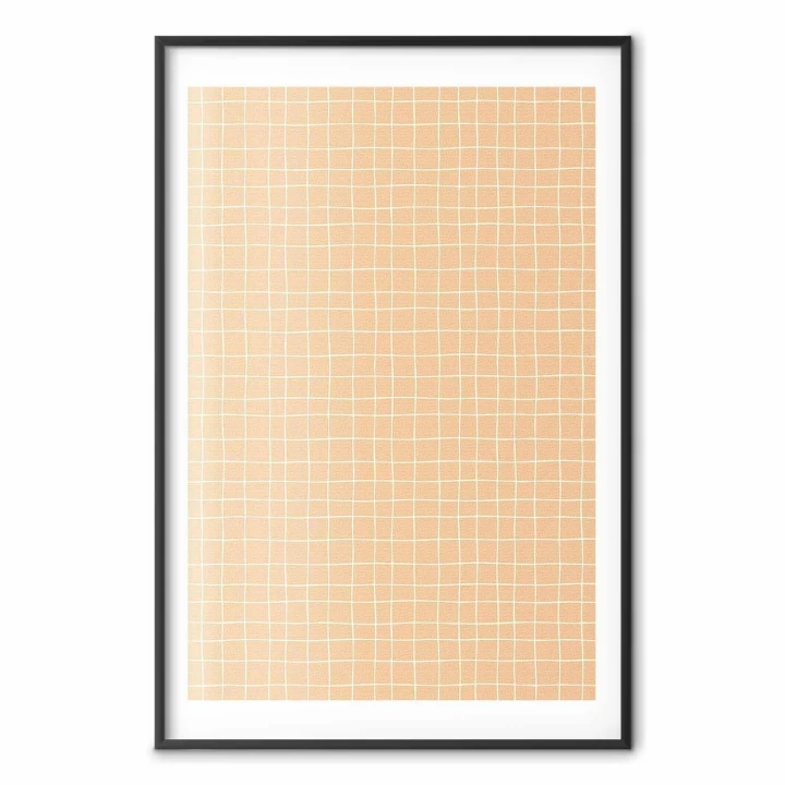 Plakat - Linie i szum - falująca kratka w odcieniach pomarańczu