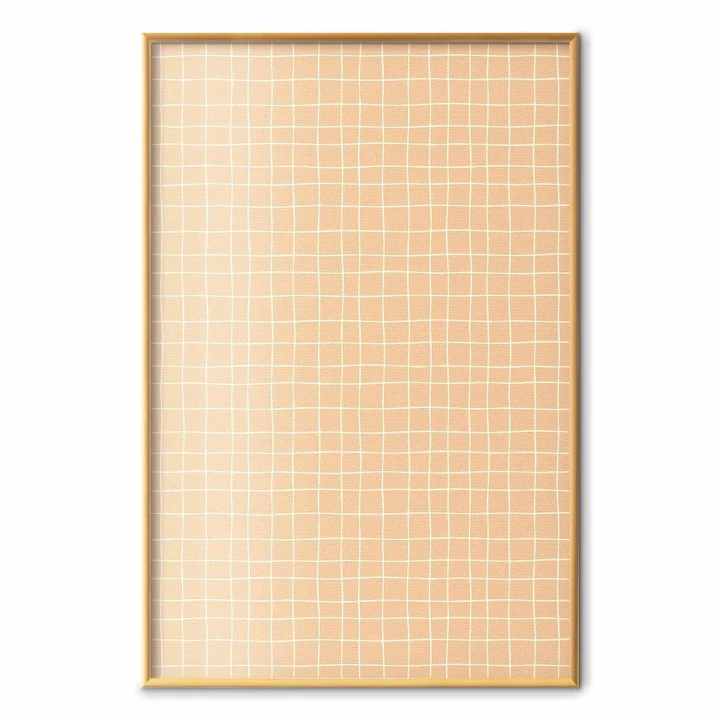 Plakat - Linie i szum - falująca kratka w odcieniach pomarańczu