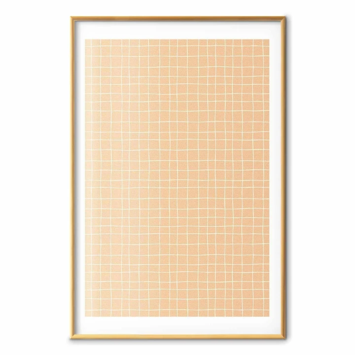 Plakat - Linie i szum - falująca kratka w odcieniach pomarańczu