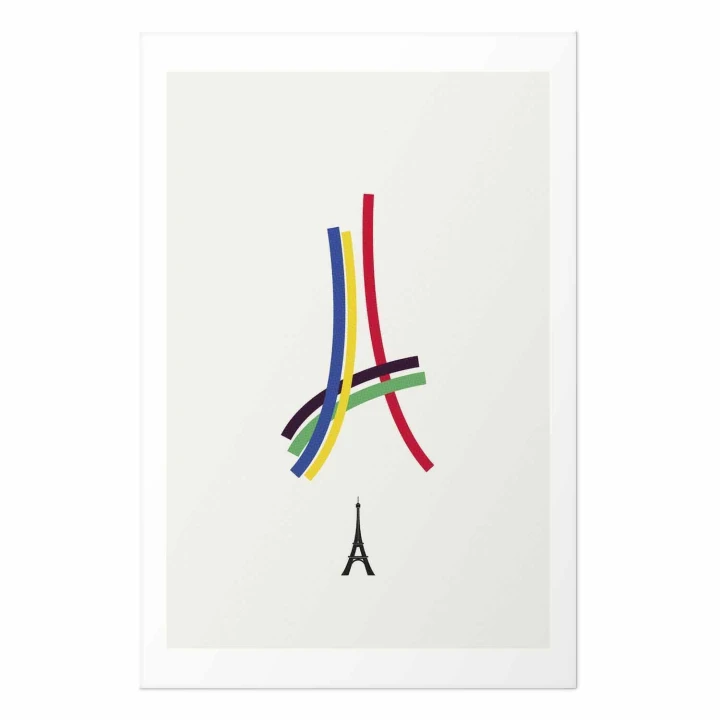 Plakat - Wieża Eiffla - grafika kolorowa - abstrakcja