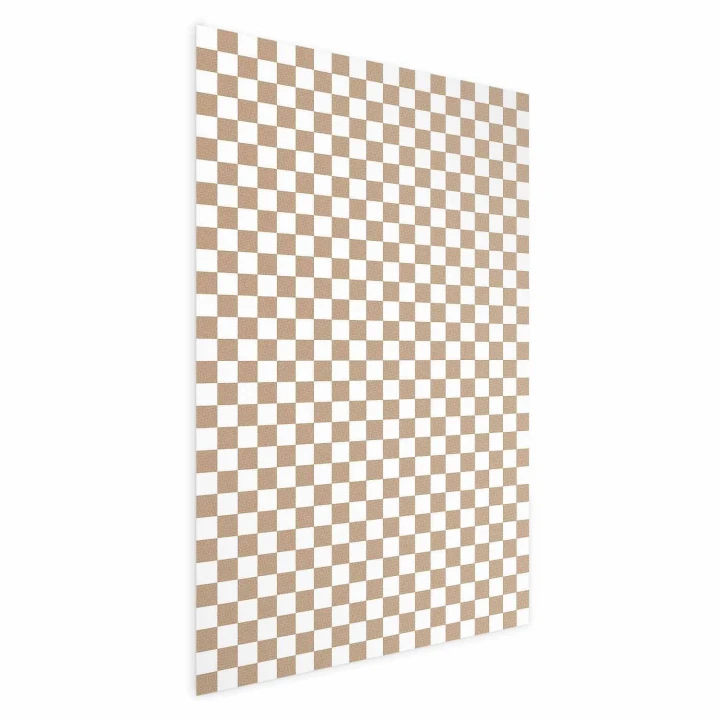 Plakat - Geometria i brązy - szachowy wzór kratki w neutralnych odcieniach