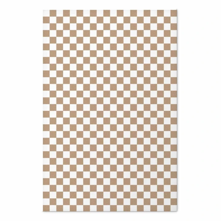 Plakat - Geometria i brązy - szachowy wzór kratki w neutralnych odcieniach